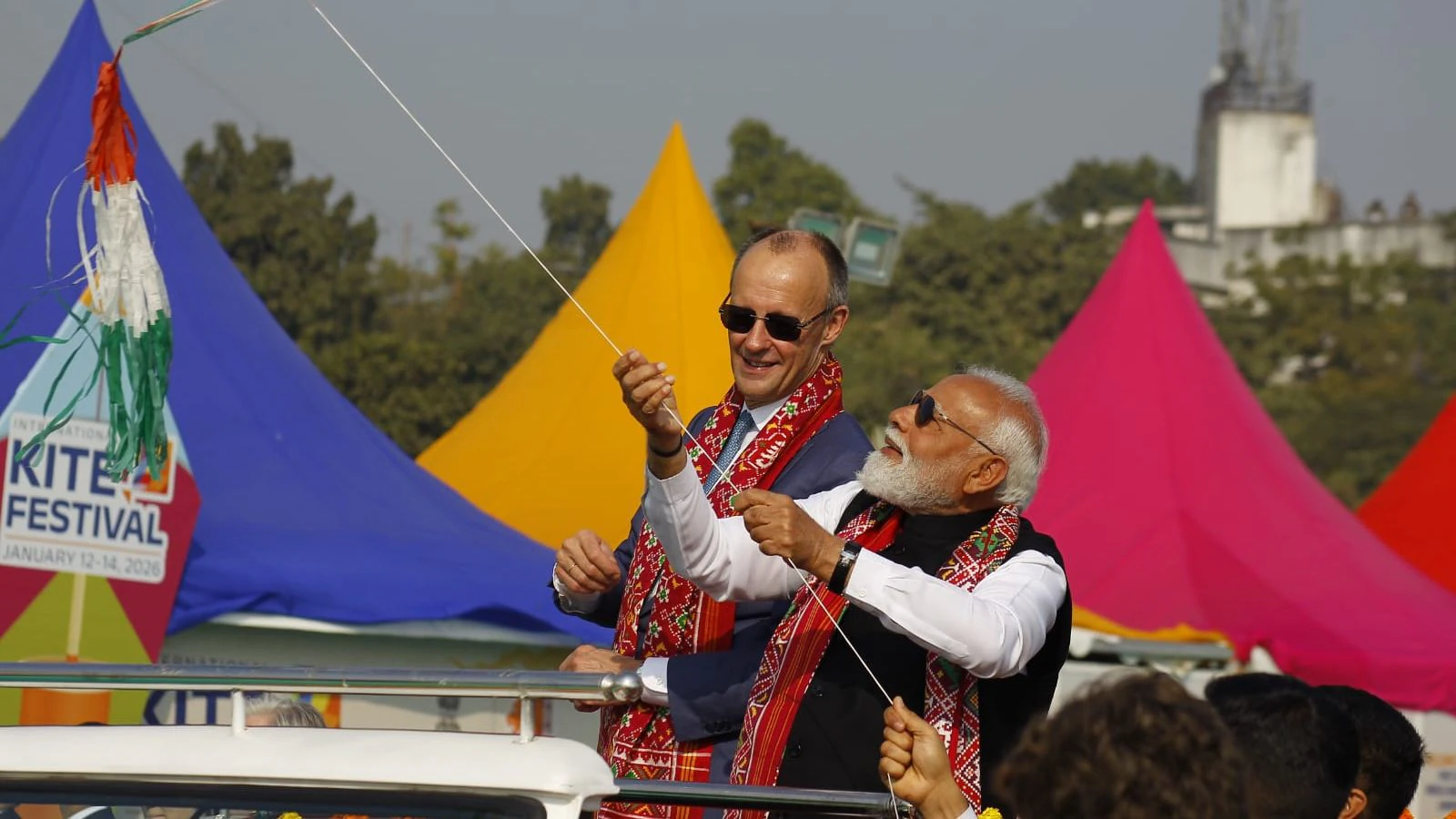 PM Modi and Chancellor Merz paying tribute at Sabarmati Ashram