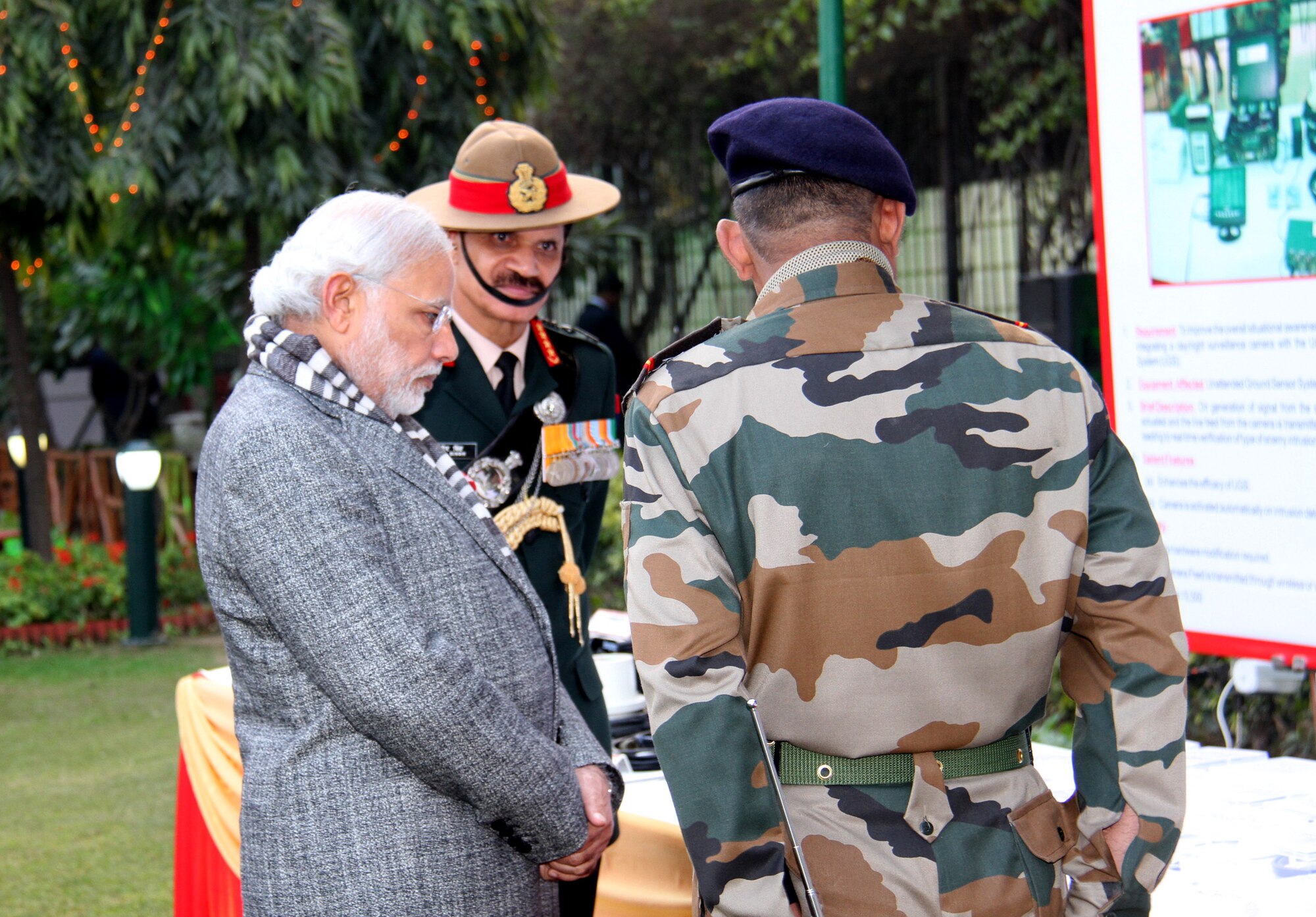 PM Modi interacting with soldiers or the Chief of Army Staff saluting